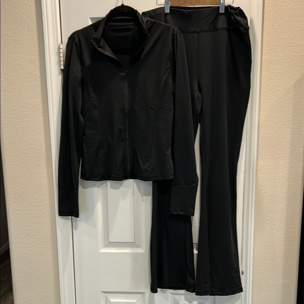 SHEIN Black Boot Cut Pants & Jacket Set